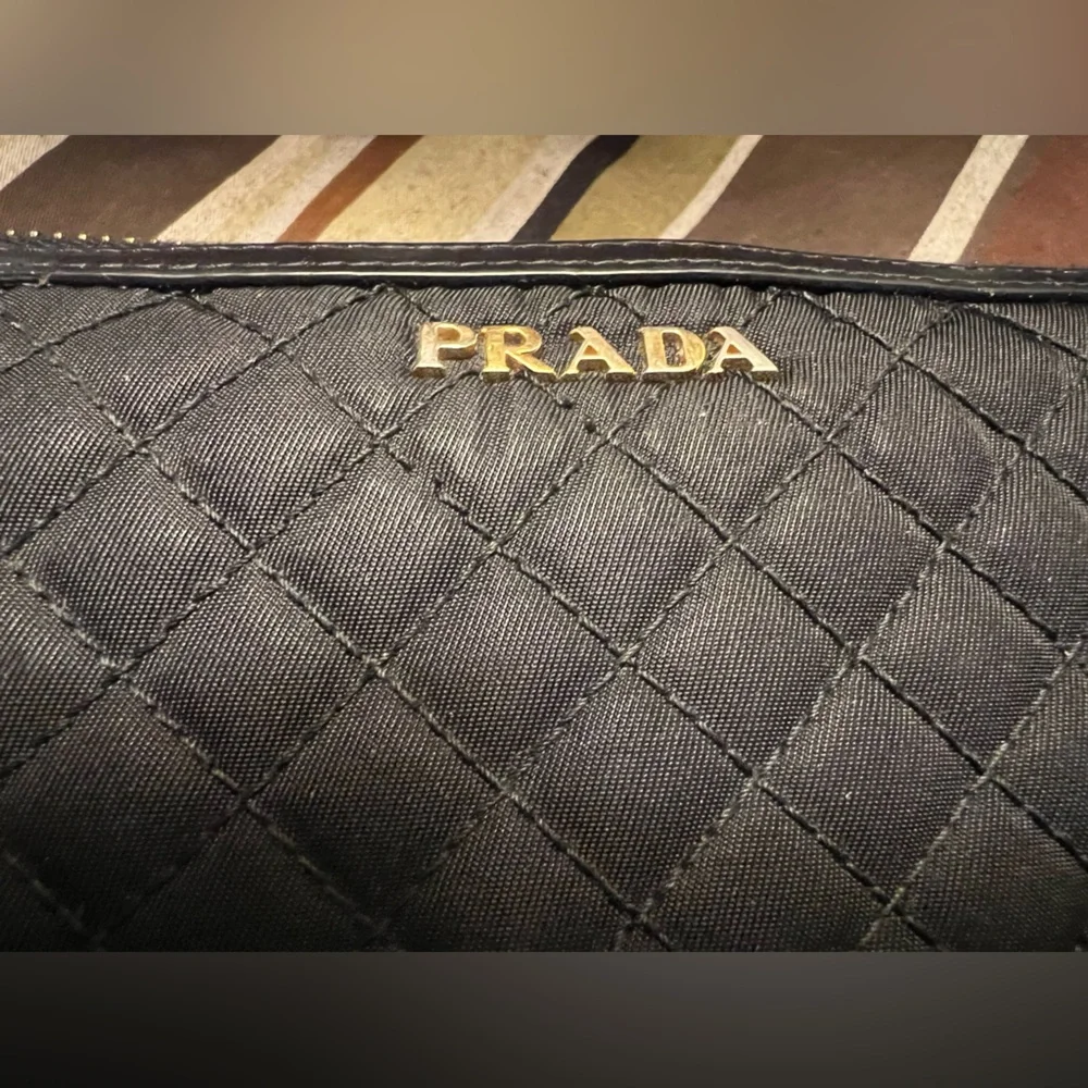 PRADA Tessuto Quilted Nylon Zip-Around Wallet w/COA